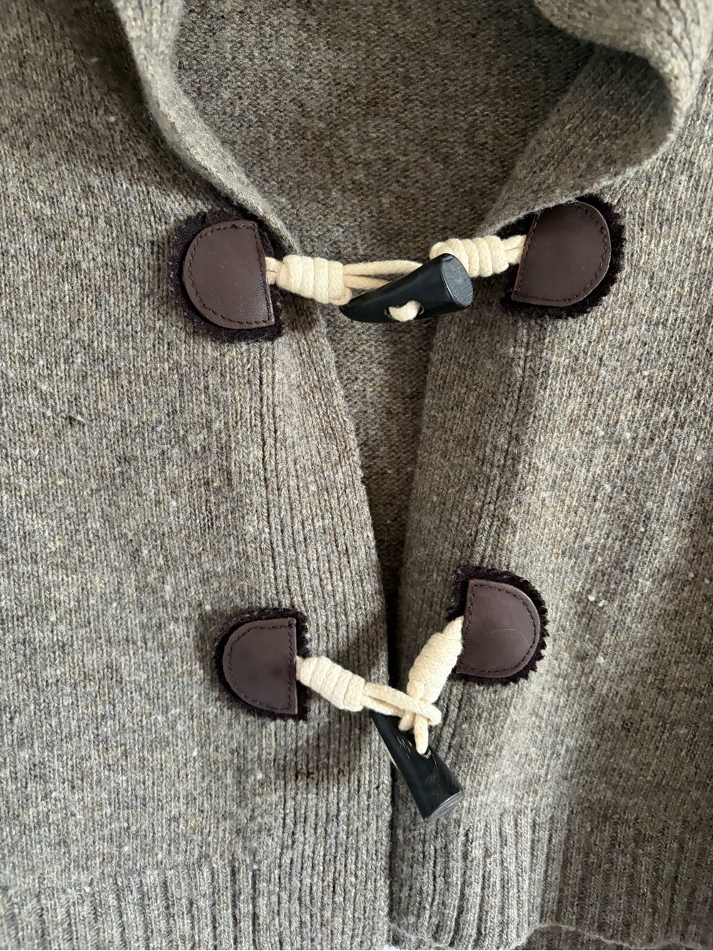 J.Crew Lambswool Cashmere Shawl Collar Toggle Cardigan Sweater Brown Size M - Picture 4 of 4